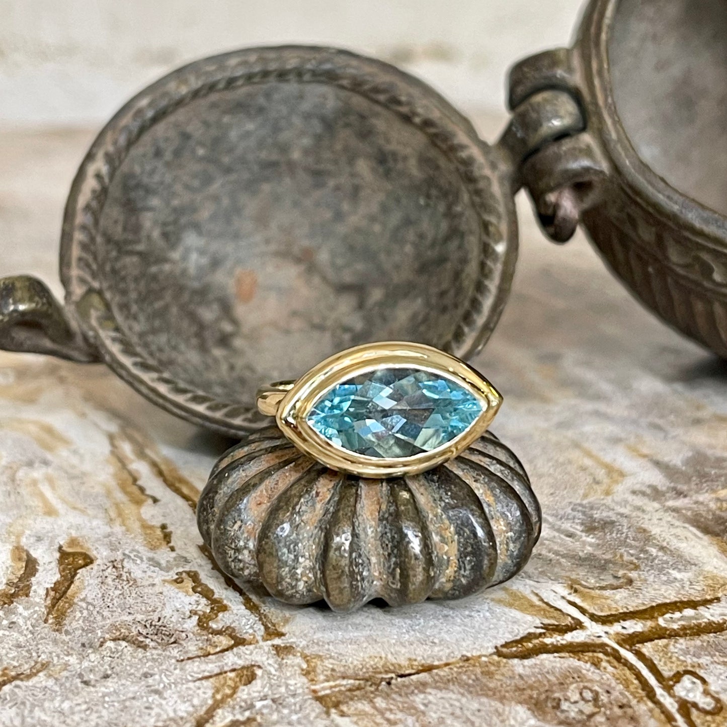 Marquis aquamarine ring