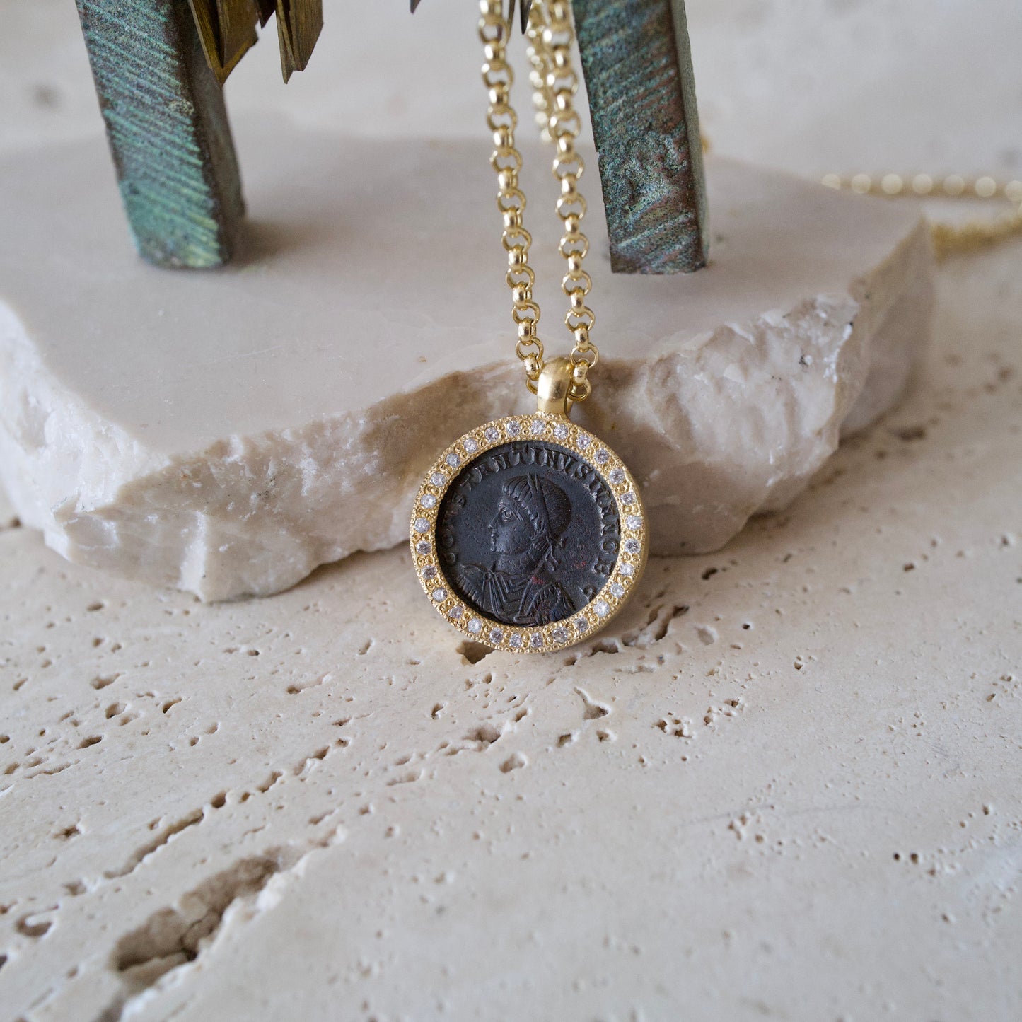 Antique Roman coin necklace