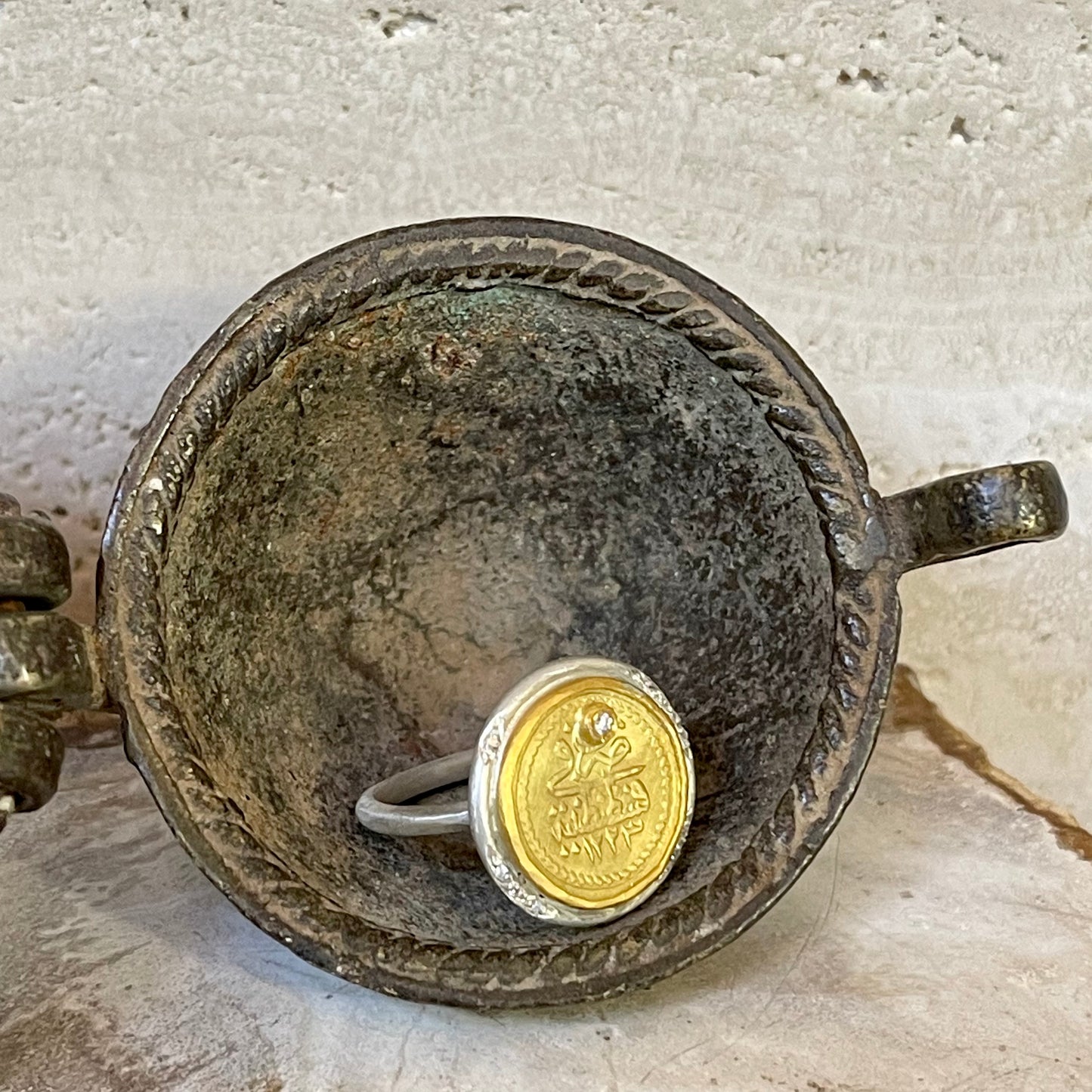 Antique gold coin ring