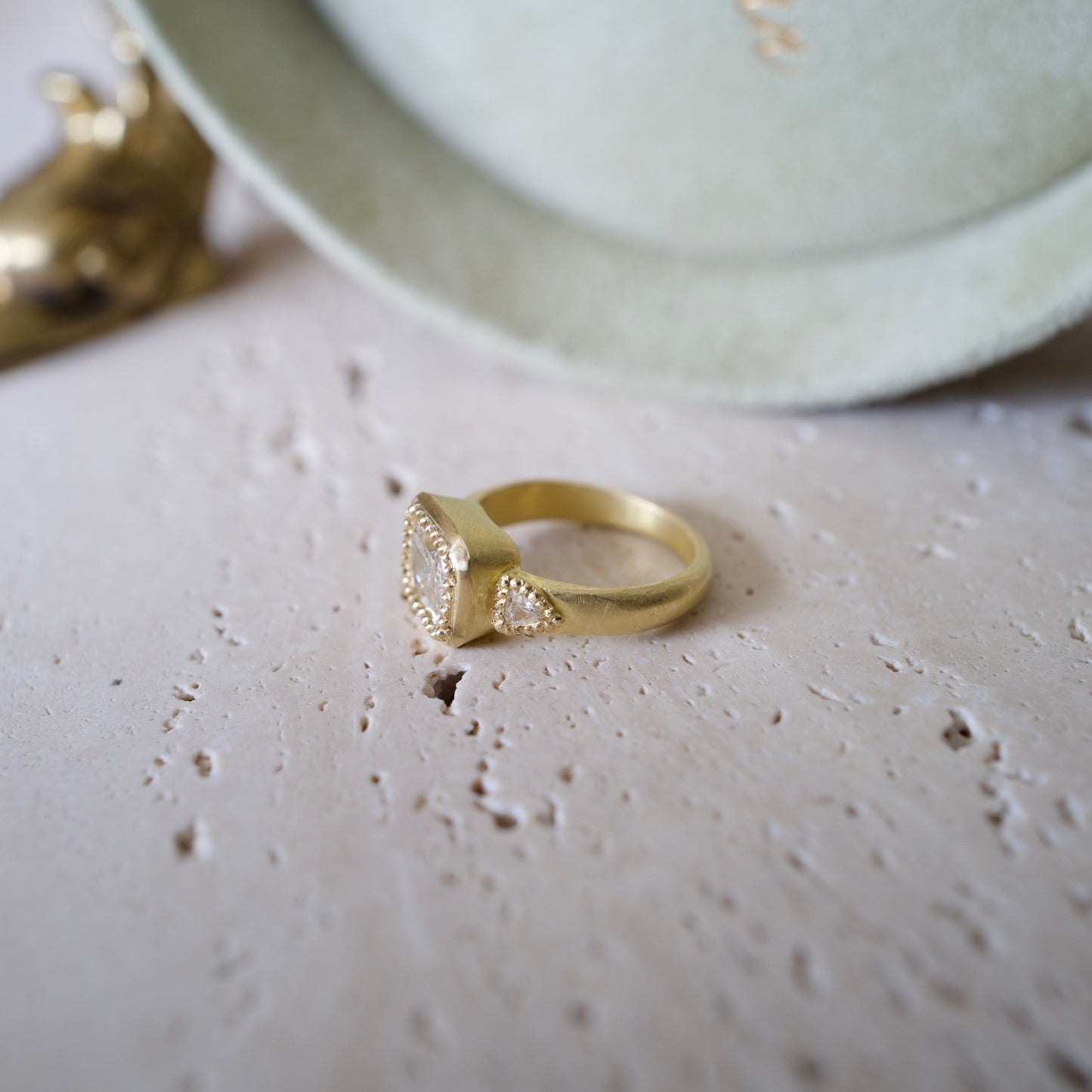 Granulated diamond ring