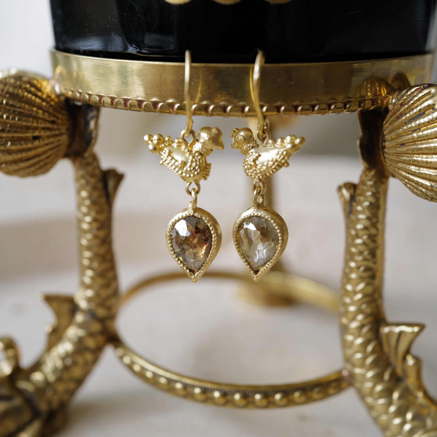 Diamond bird earrings