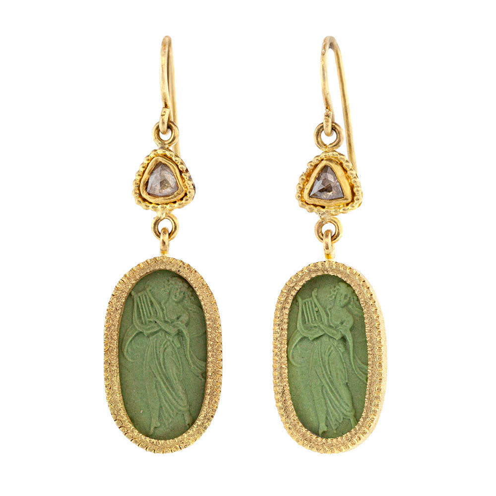Italian cameo and diamond earrings