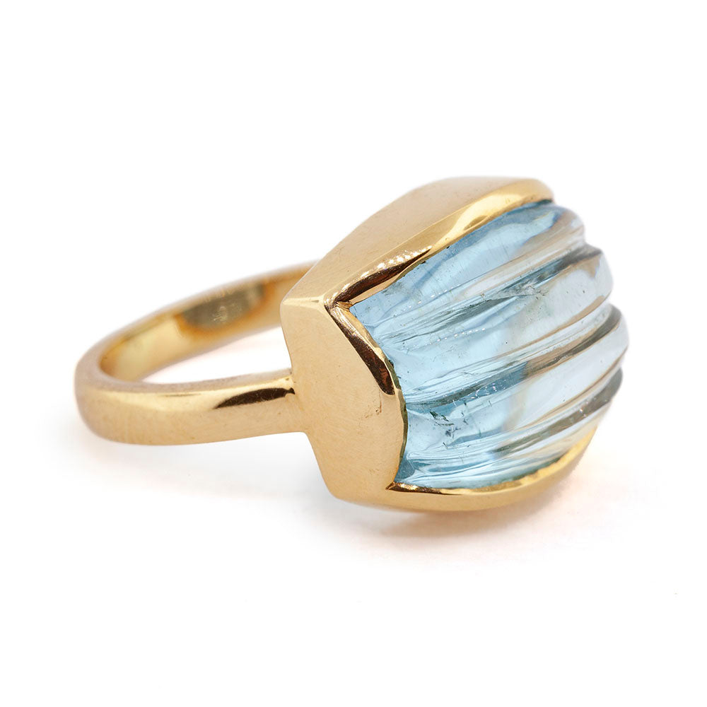 Carved aquamarine ring