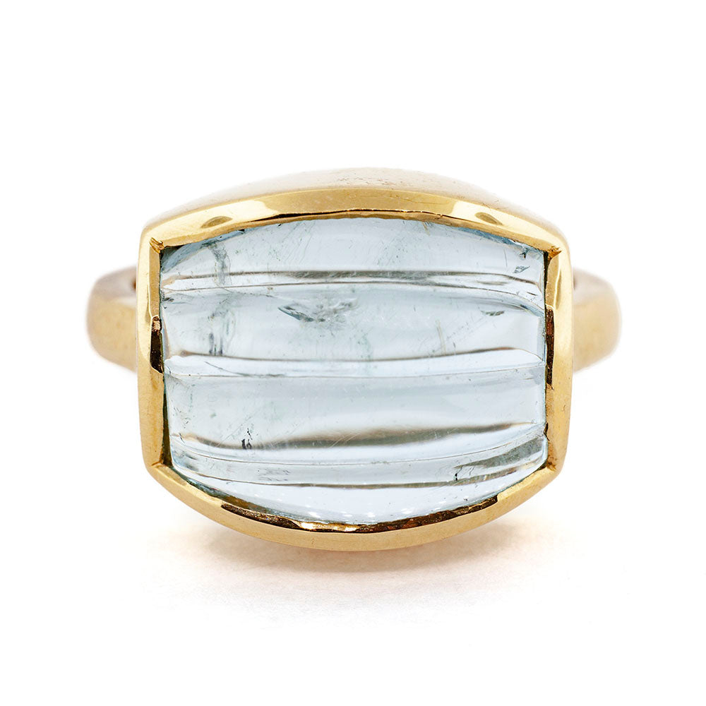 Carved aquamarine ring