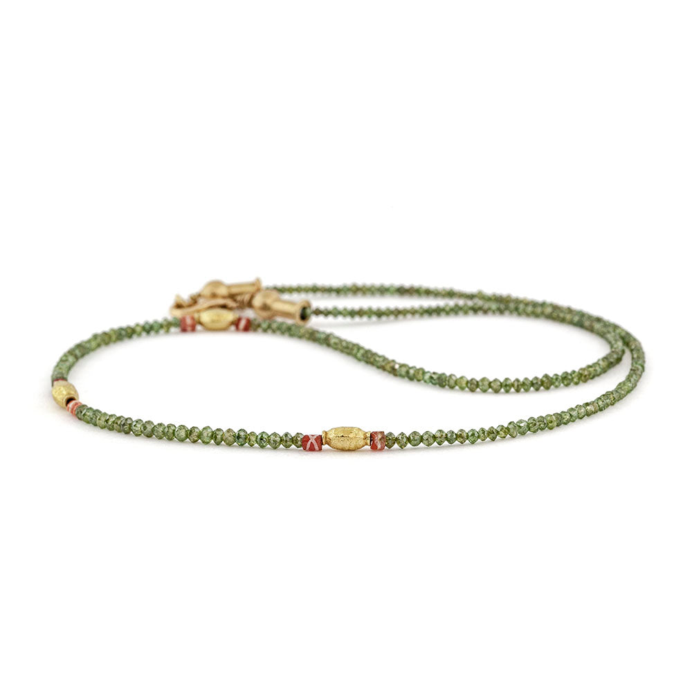 Green diamond beaded necklace