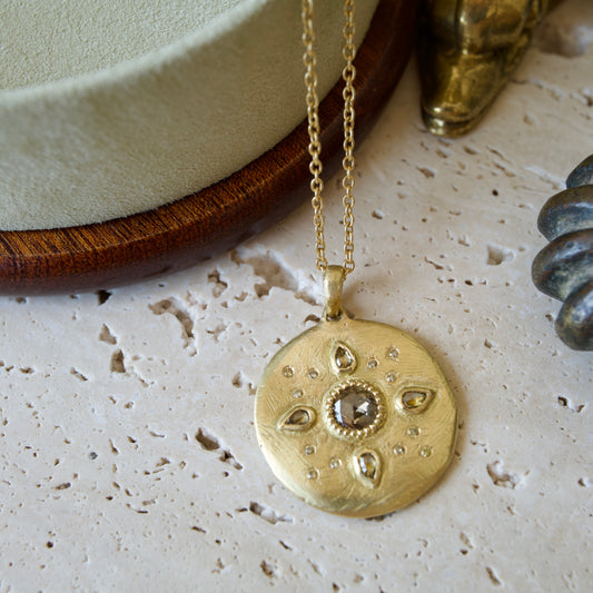 Rose cut diamond pendant necklace