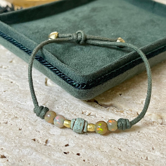 Antique Egyptian and Ethiopian opal beaded bracelet