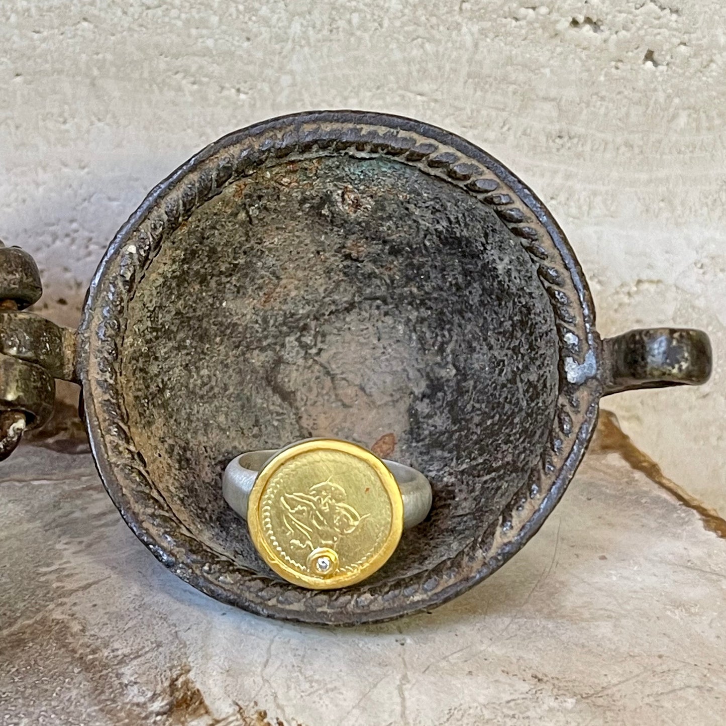 Antique gold coin ring