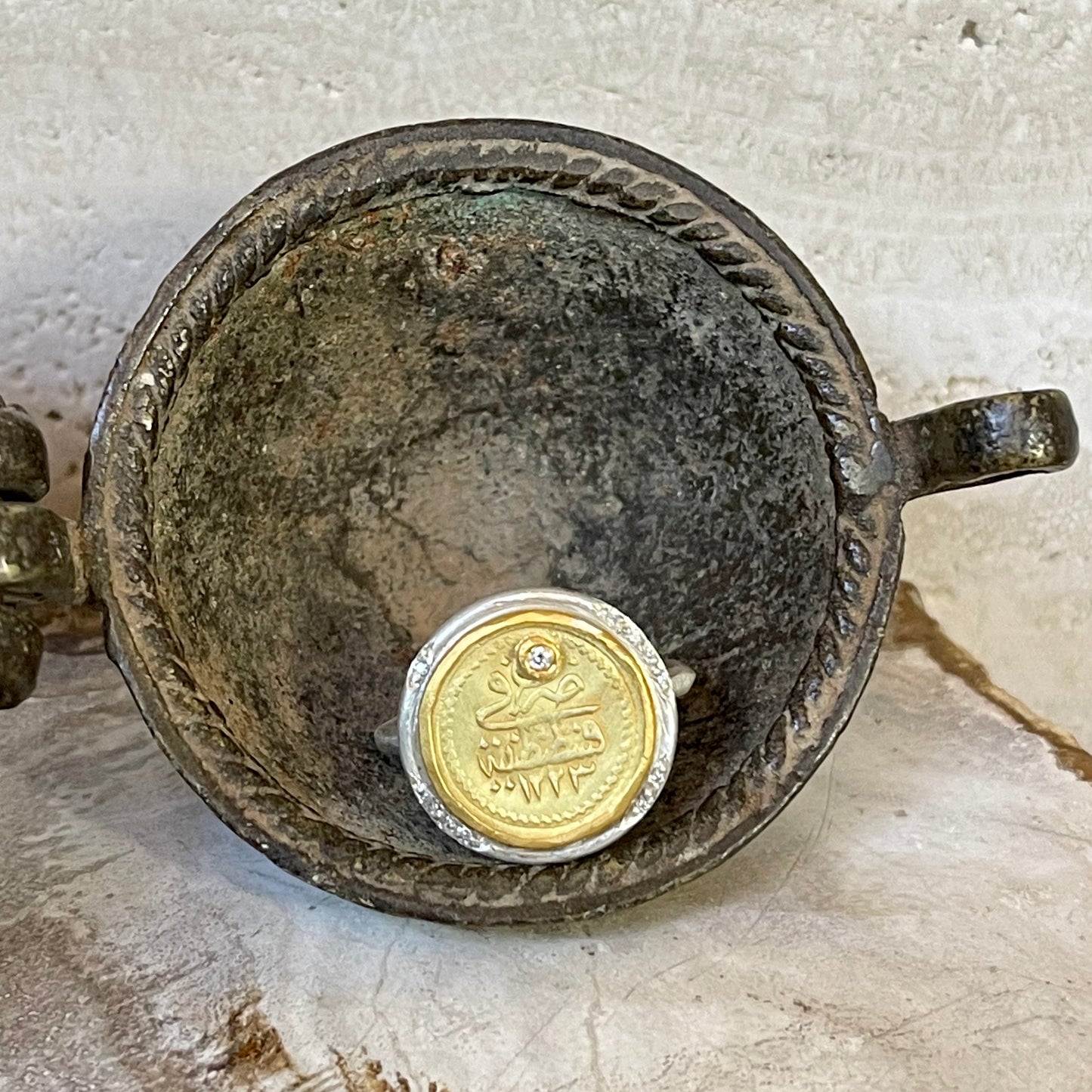 Antique gold coin ring