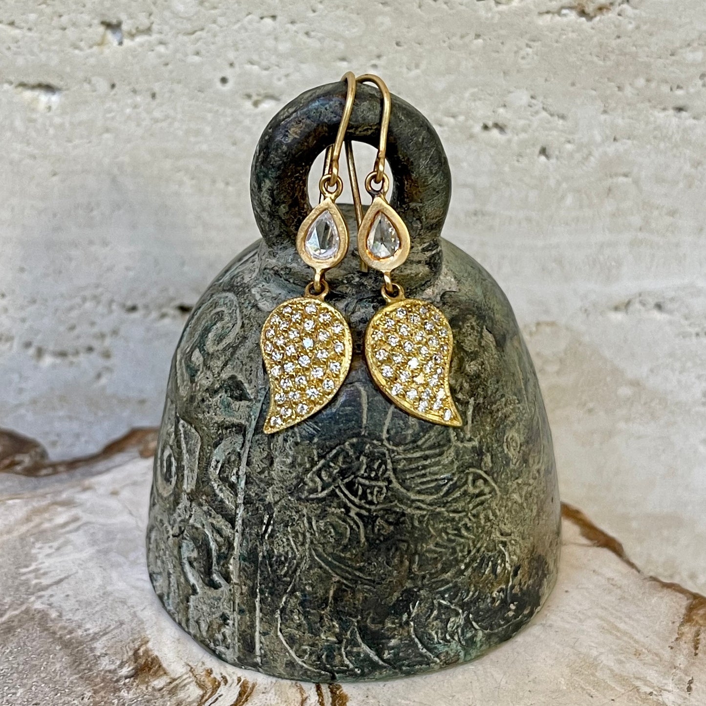 Pave diamond paisley earrings
