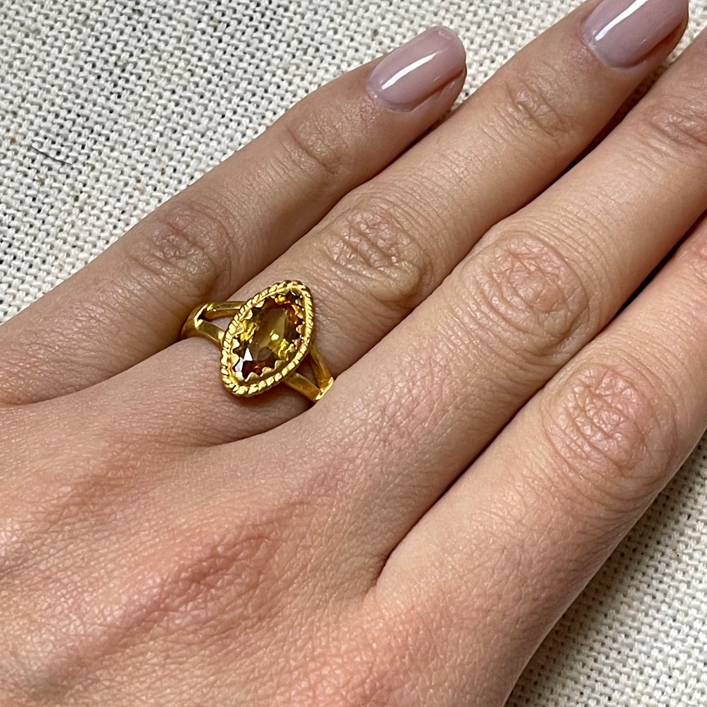 Marquis yellow sapphire ring