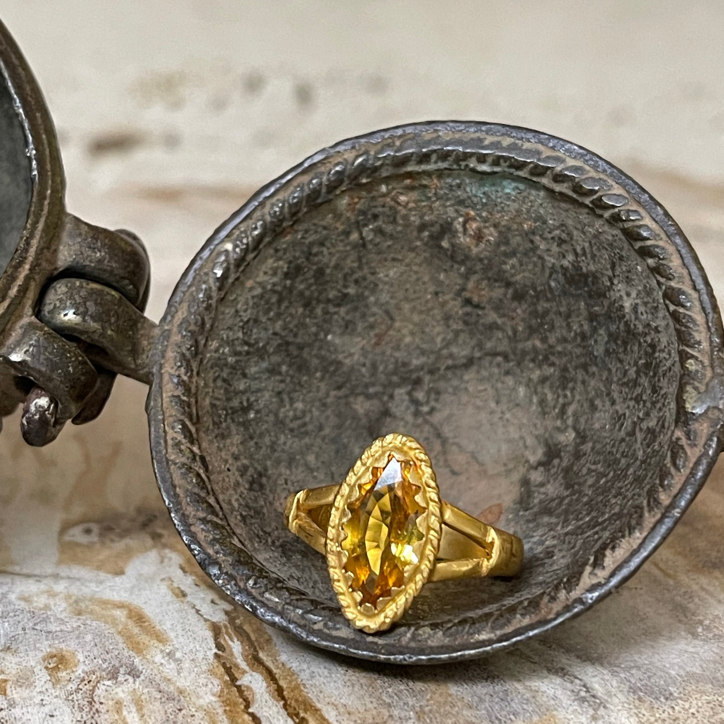 Marquis yellow sapphire ring