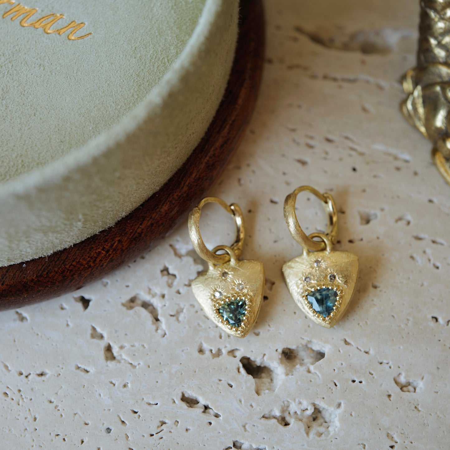 Australian sapphire shield earrings