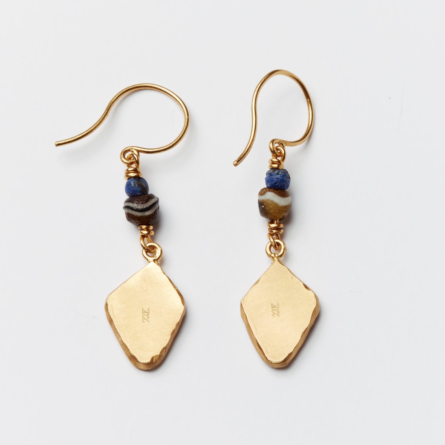 Sliced yellow diamond antique bead earrings