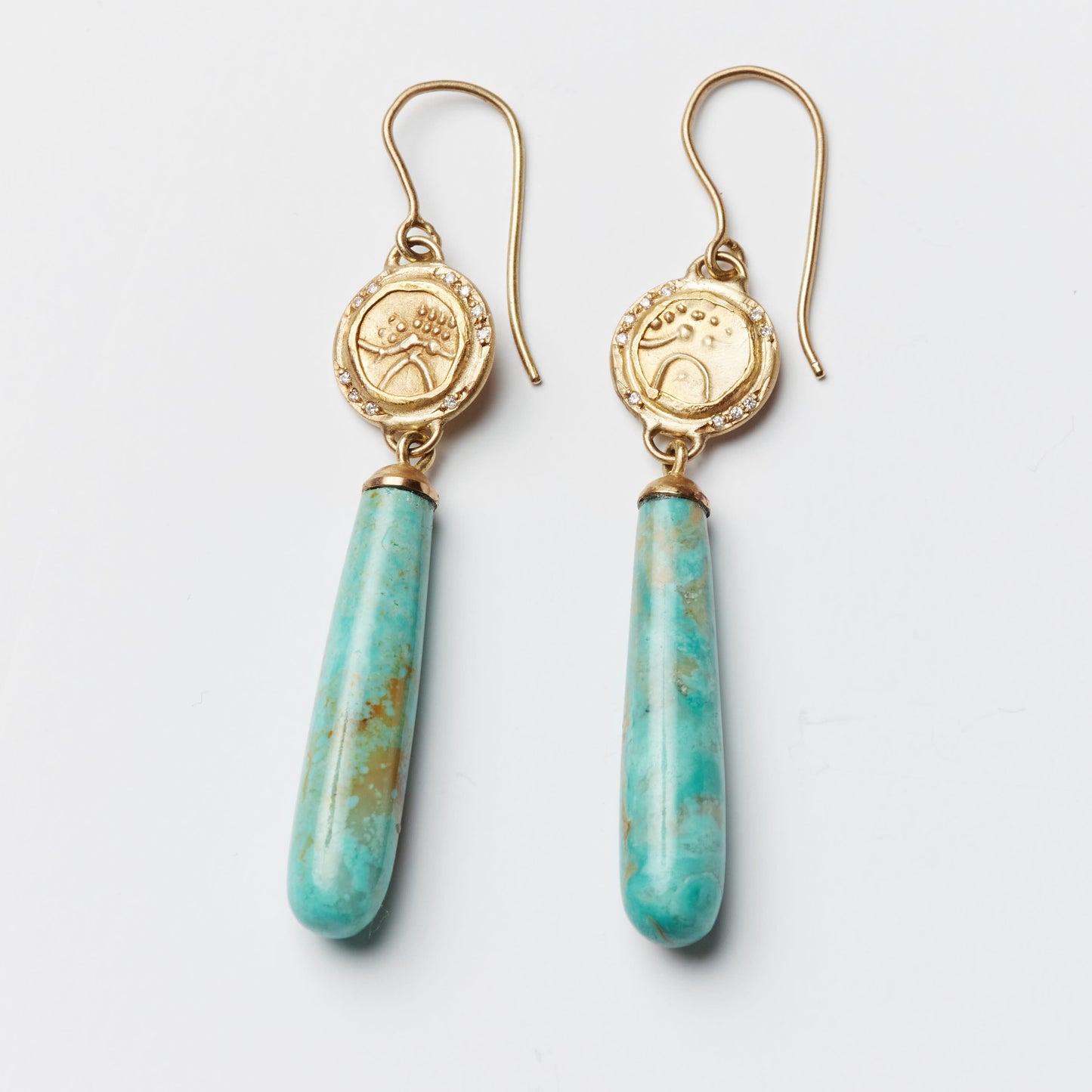 Antique coin and turquoise earrings