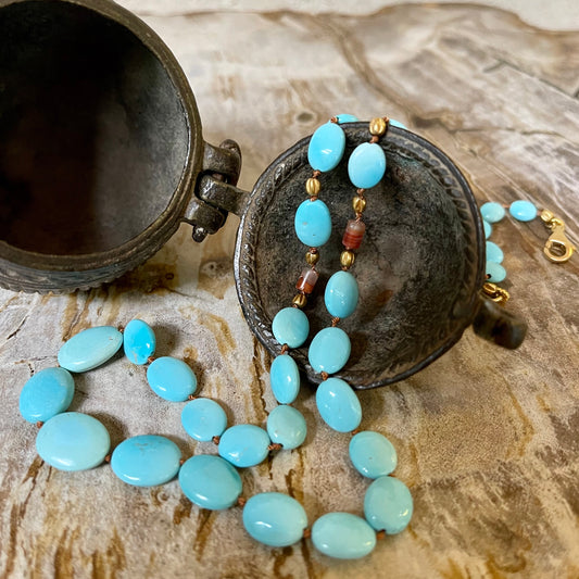 Turquoise and antique bead necklace