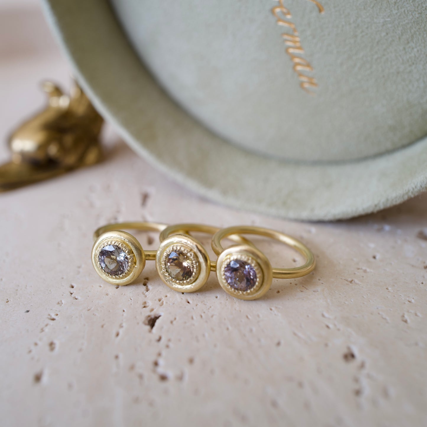 Unheated Tanzanite Ring in Solid 18k Gold with Granulation Detail Handmade Karen Liberman Jewellery