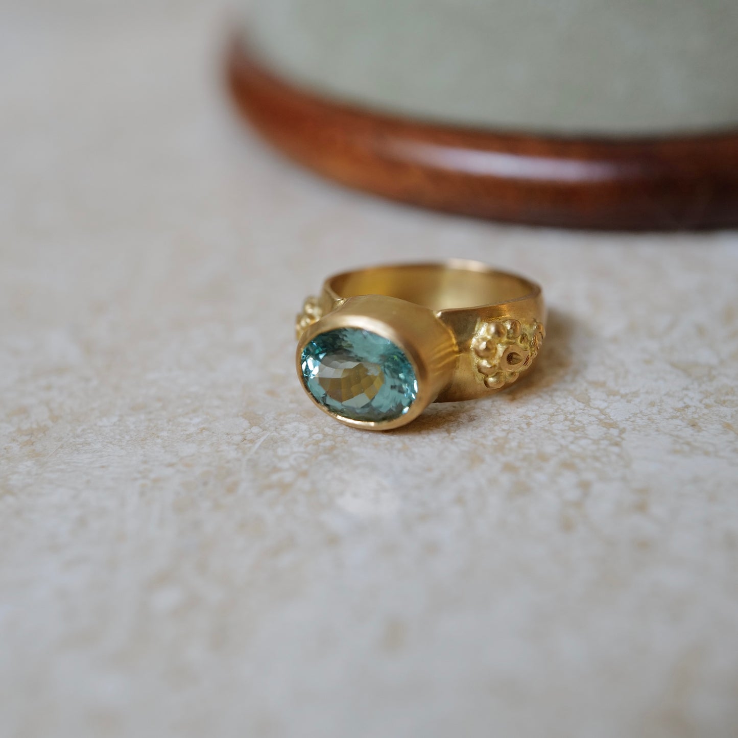 Aquamarine paisley ring