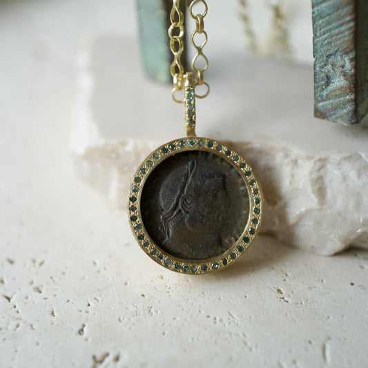 Antique Roman coin pendant