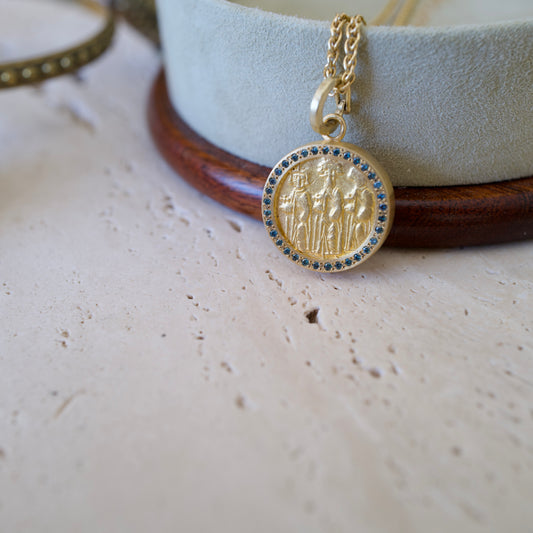 Antique Byzantine gold coin pendant necklace