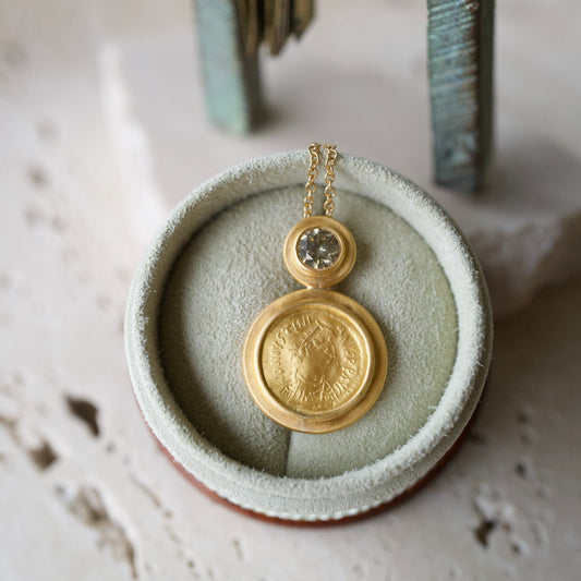 Antique Byzantine coin pendant necklace