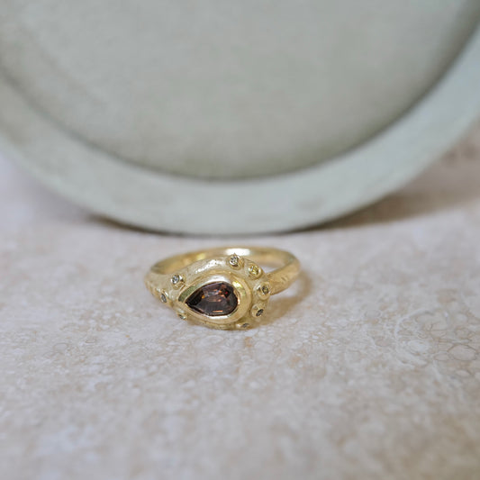 Cognac pear diamond ring