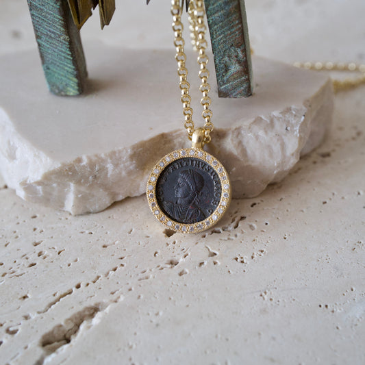 Antique Roman coin necklace