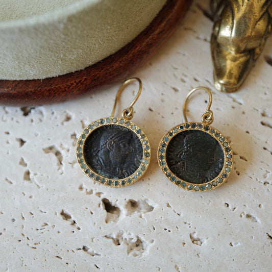 Antique Roman coin earrings