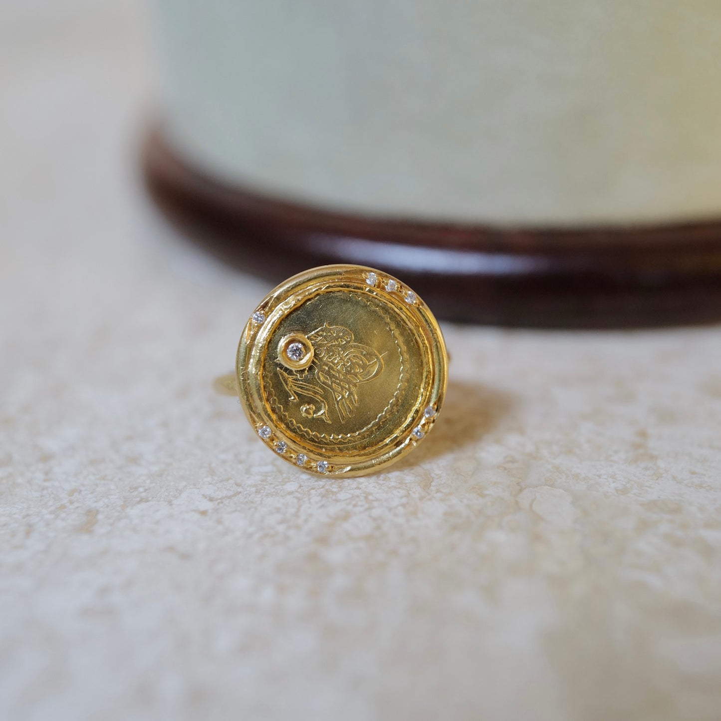 Antique gold coin ring