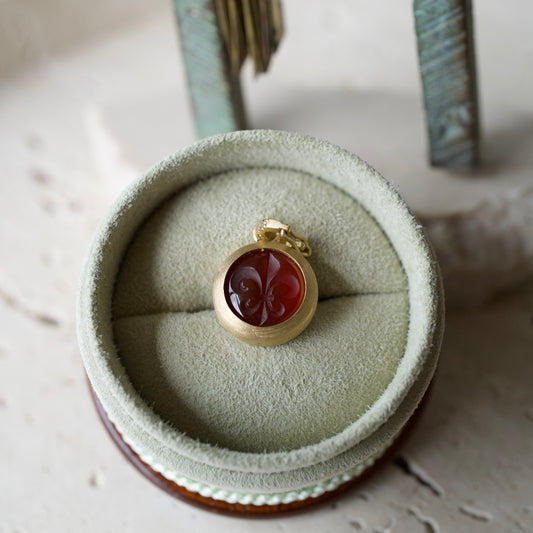 Carnelian and pave yellow diamond pendant
