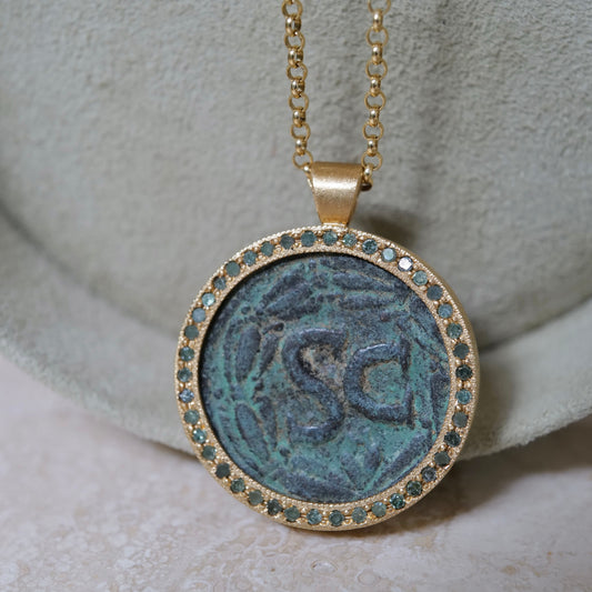 Roman coin pendant necklace