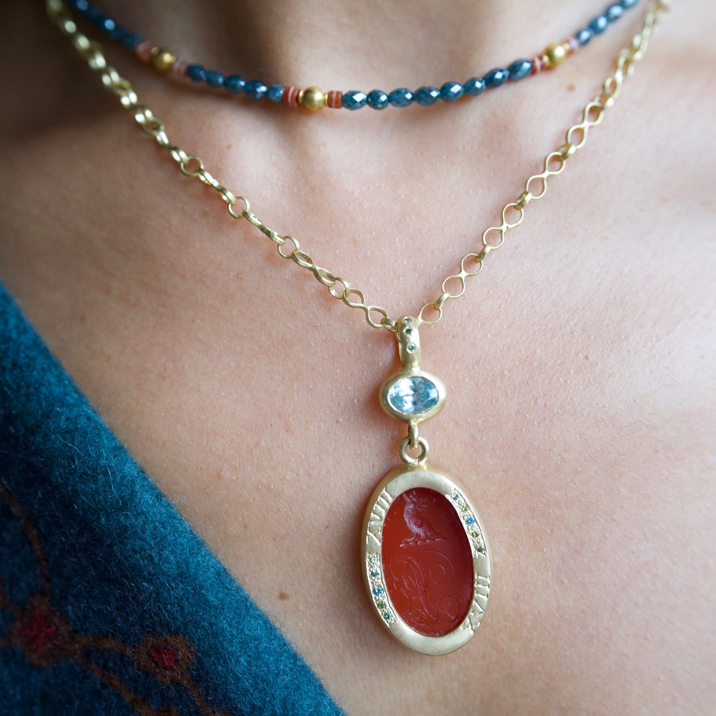 Italian intaglio pendant necklace