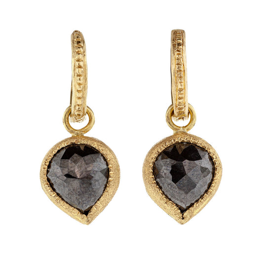 Black diamond hoop earrings