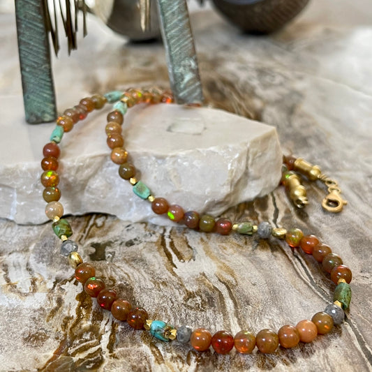 Opal beaded necklace