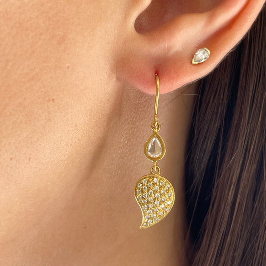 Pave diamond paisley earrings