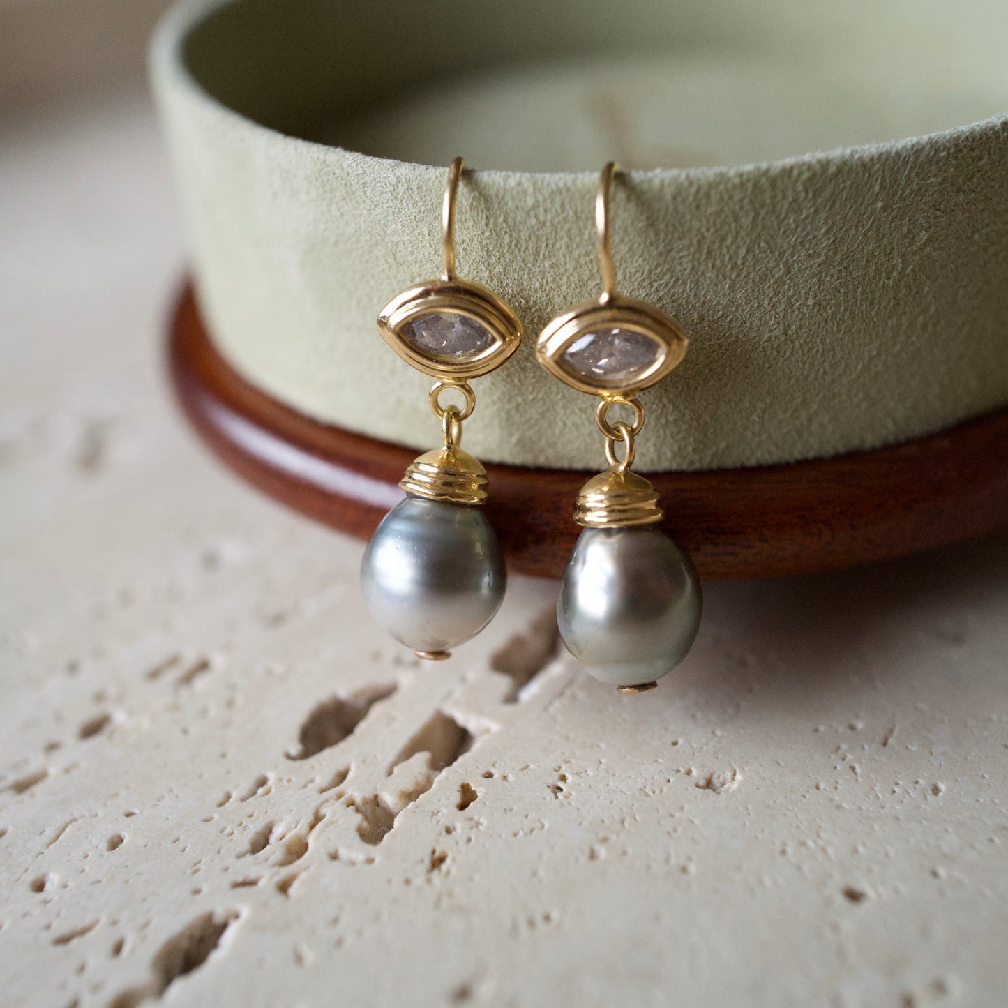 Pearl diamond earrings