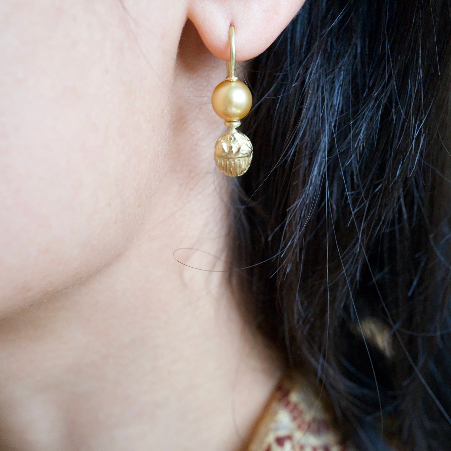 Pearl scarab earrings