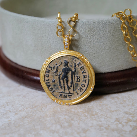 Antique coin pendant necklace