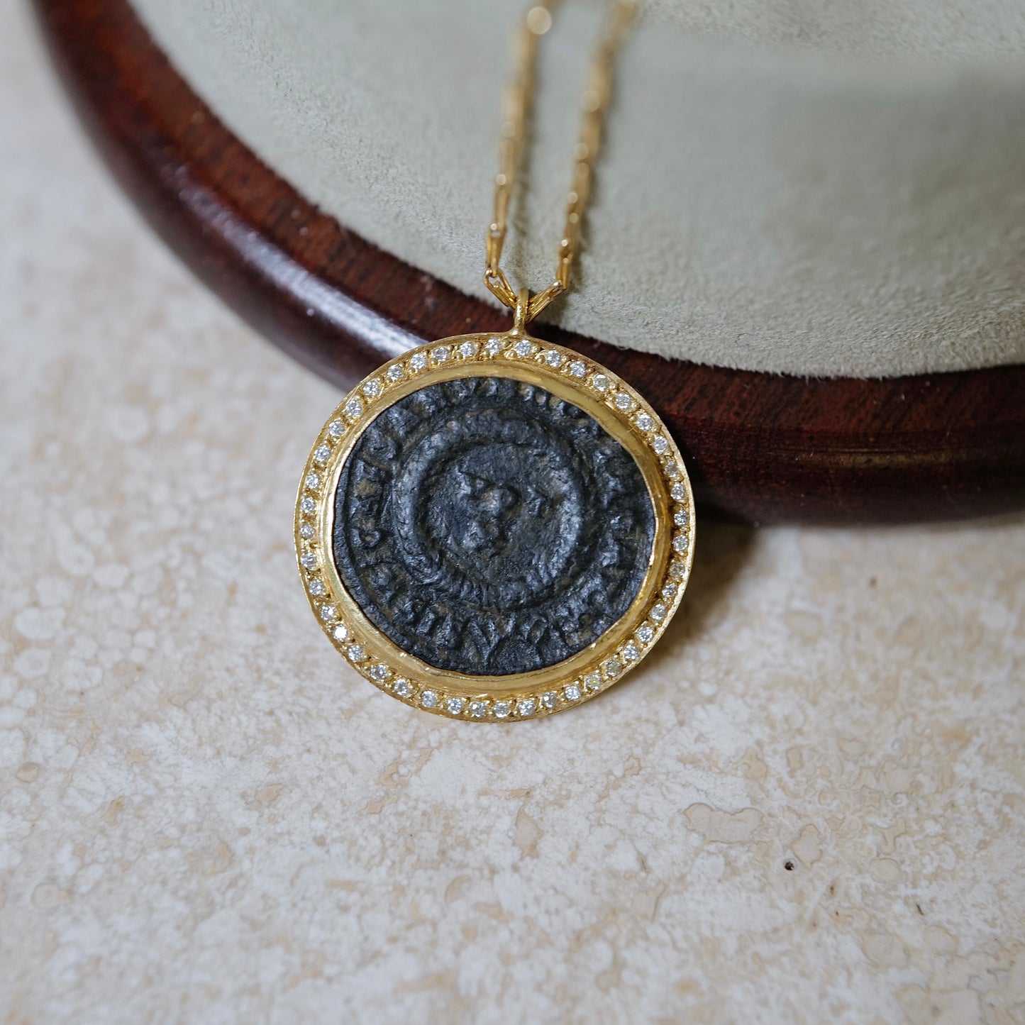 Bronze Roman coin pendant necklace