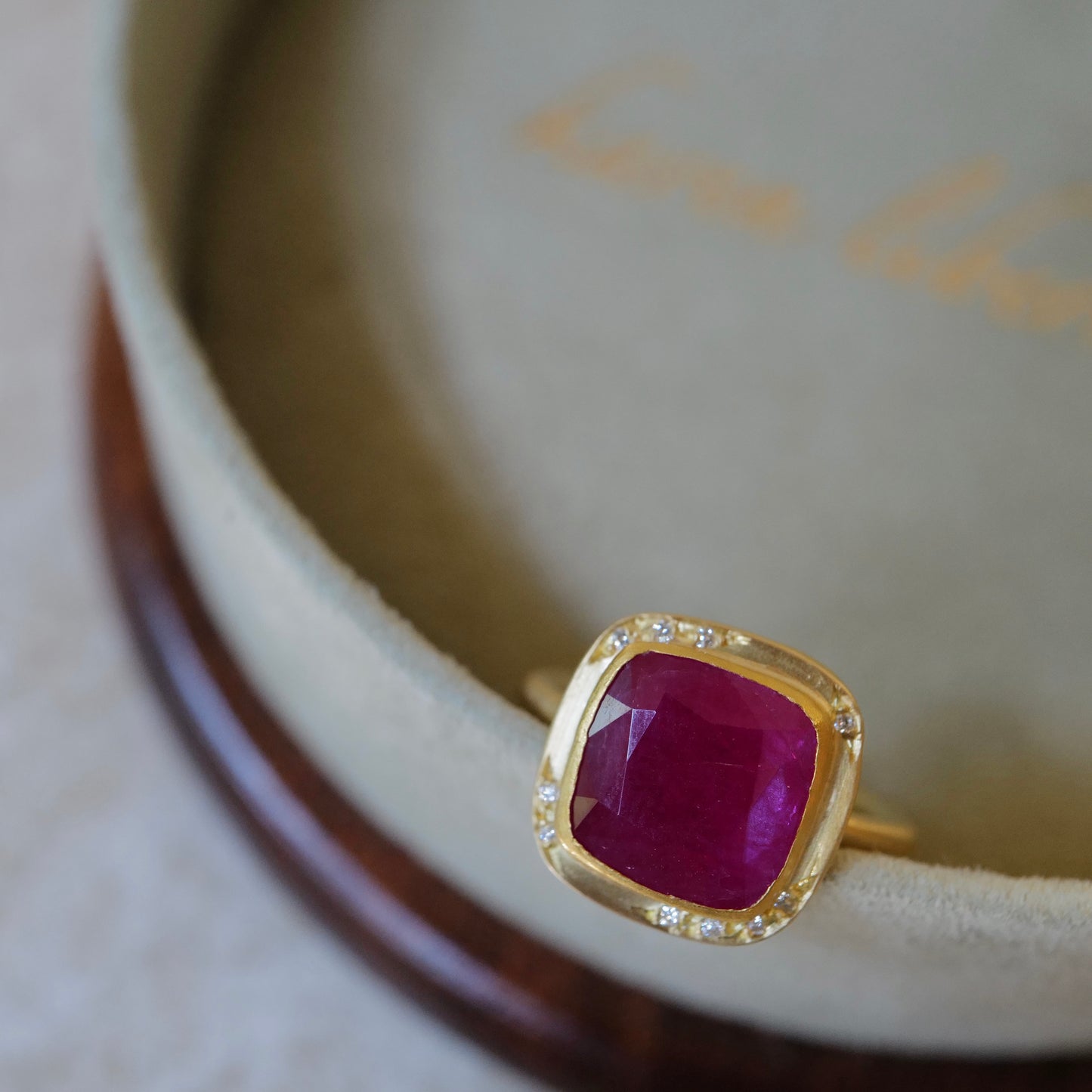 Ruby white diamond gold ring