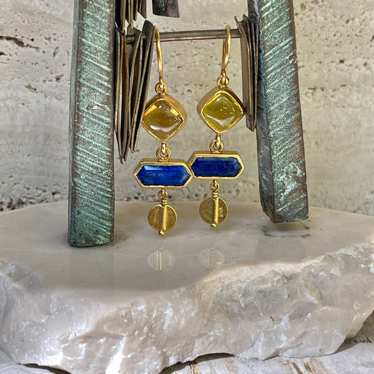 Tourmaline and Lapis lazuli earrings
