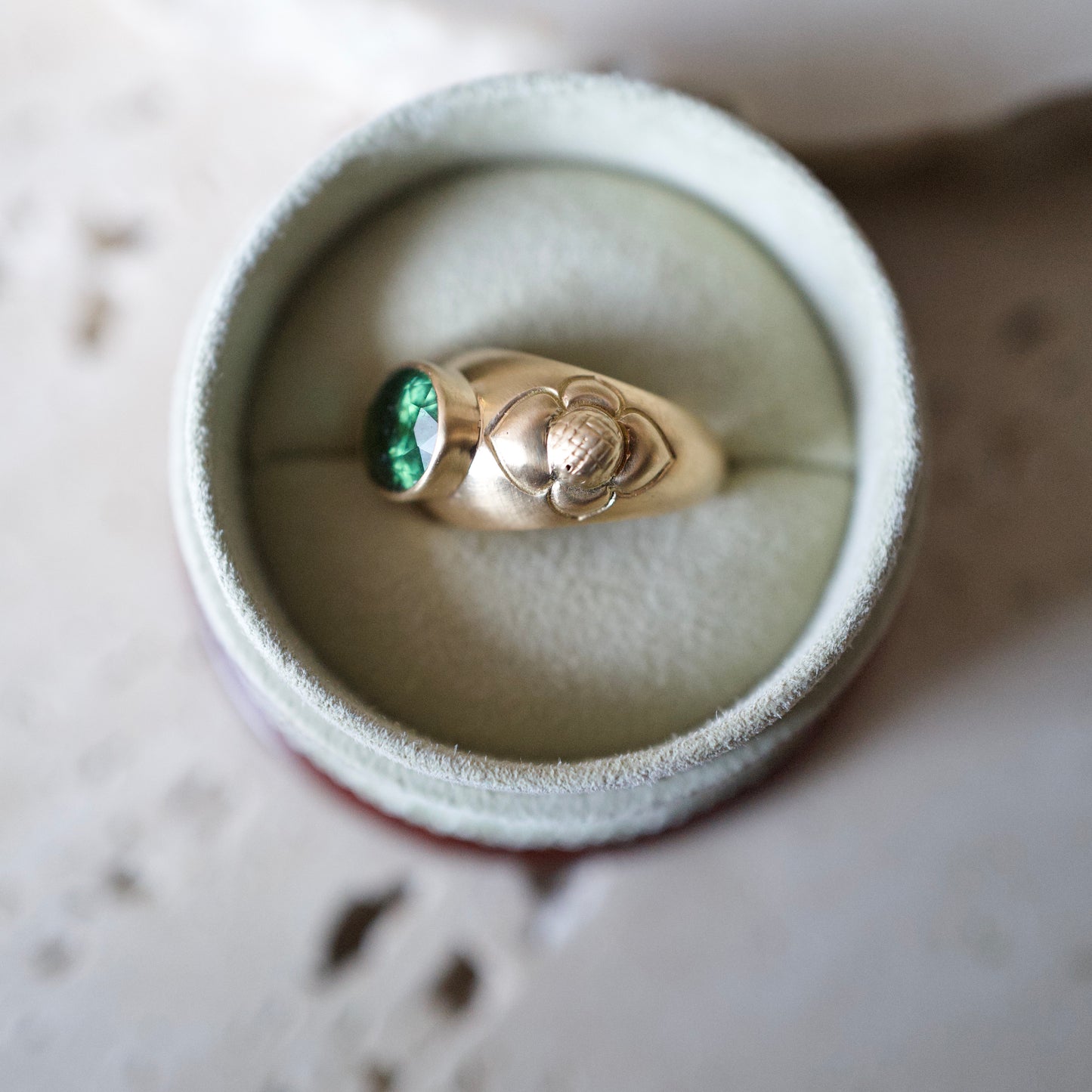 Tourmaline carved flower ring