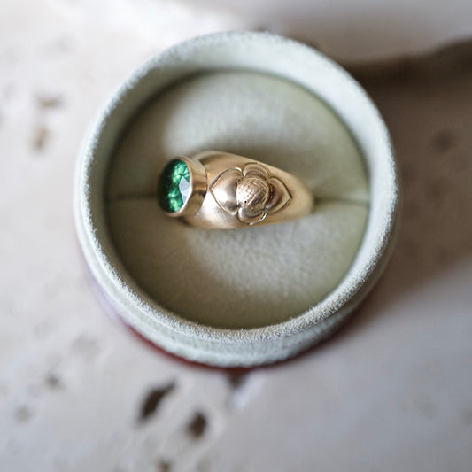 Tourmaline carved flower ring