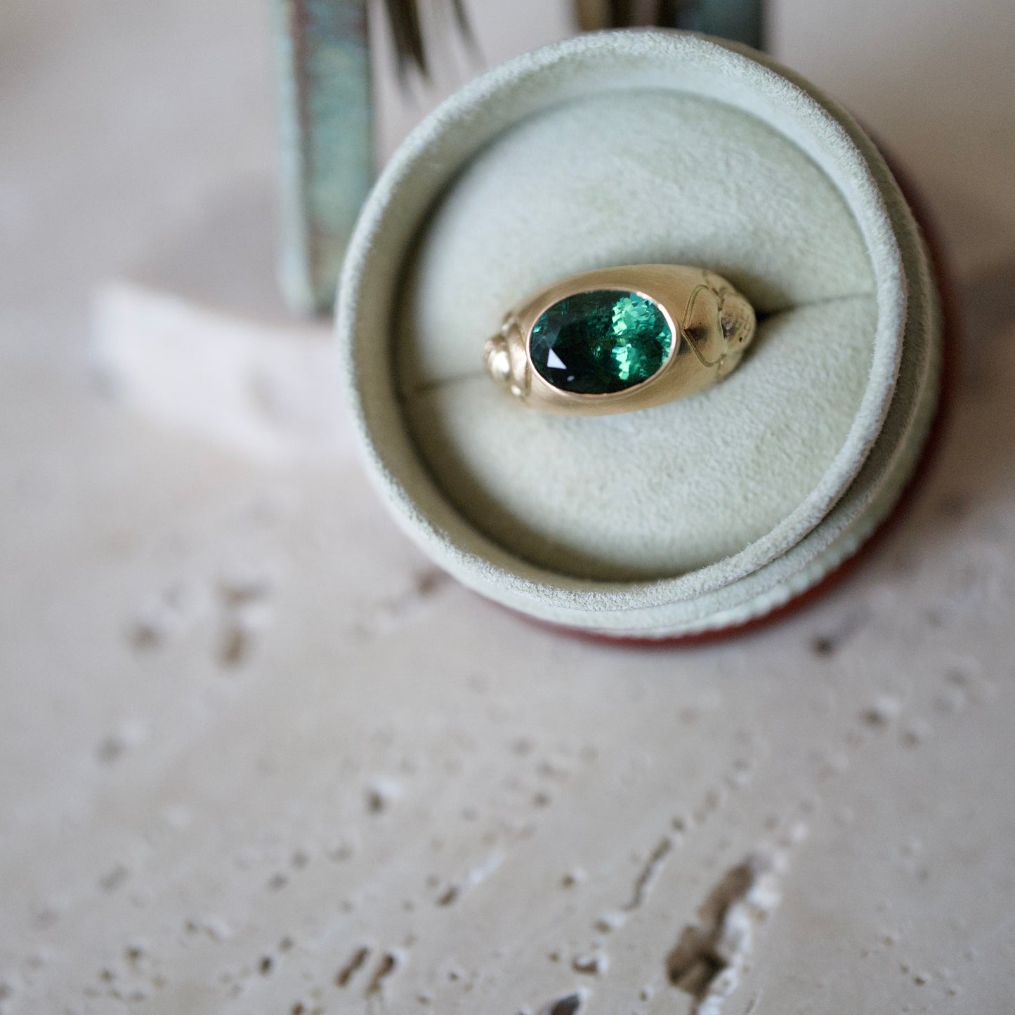 Tourmaline carved flower ring