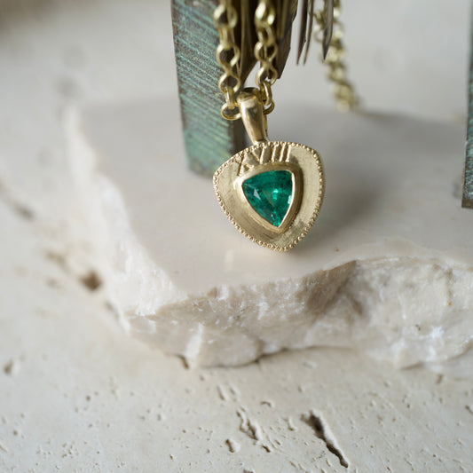 Trillion cut emerald pendant