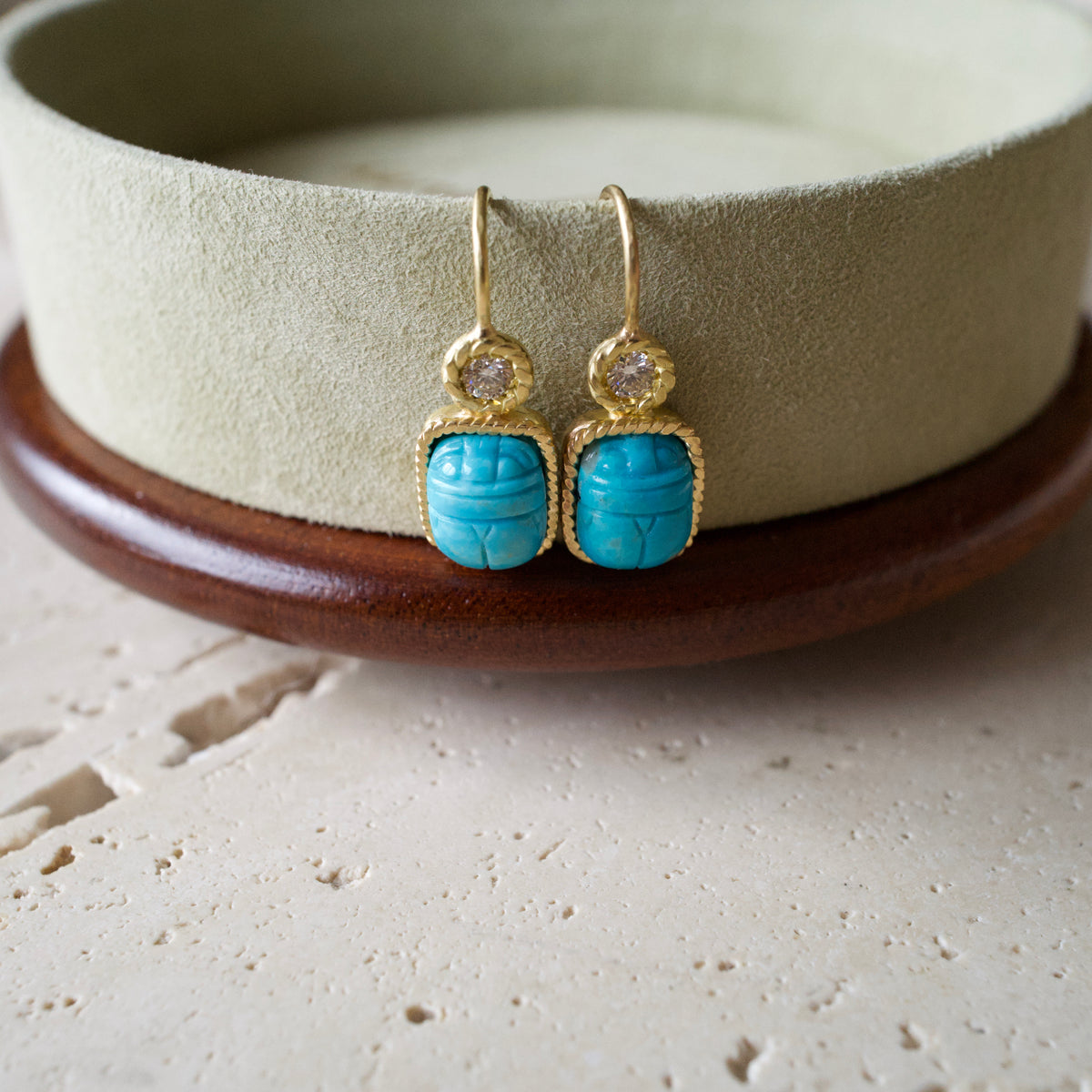 Carved turquoise earrings